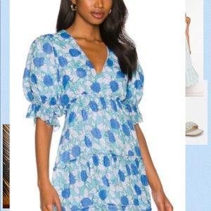 SAYLOR Leigha Floral Short Sleeve V-Neck Dress in Multi Size Medium NWOT